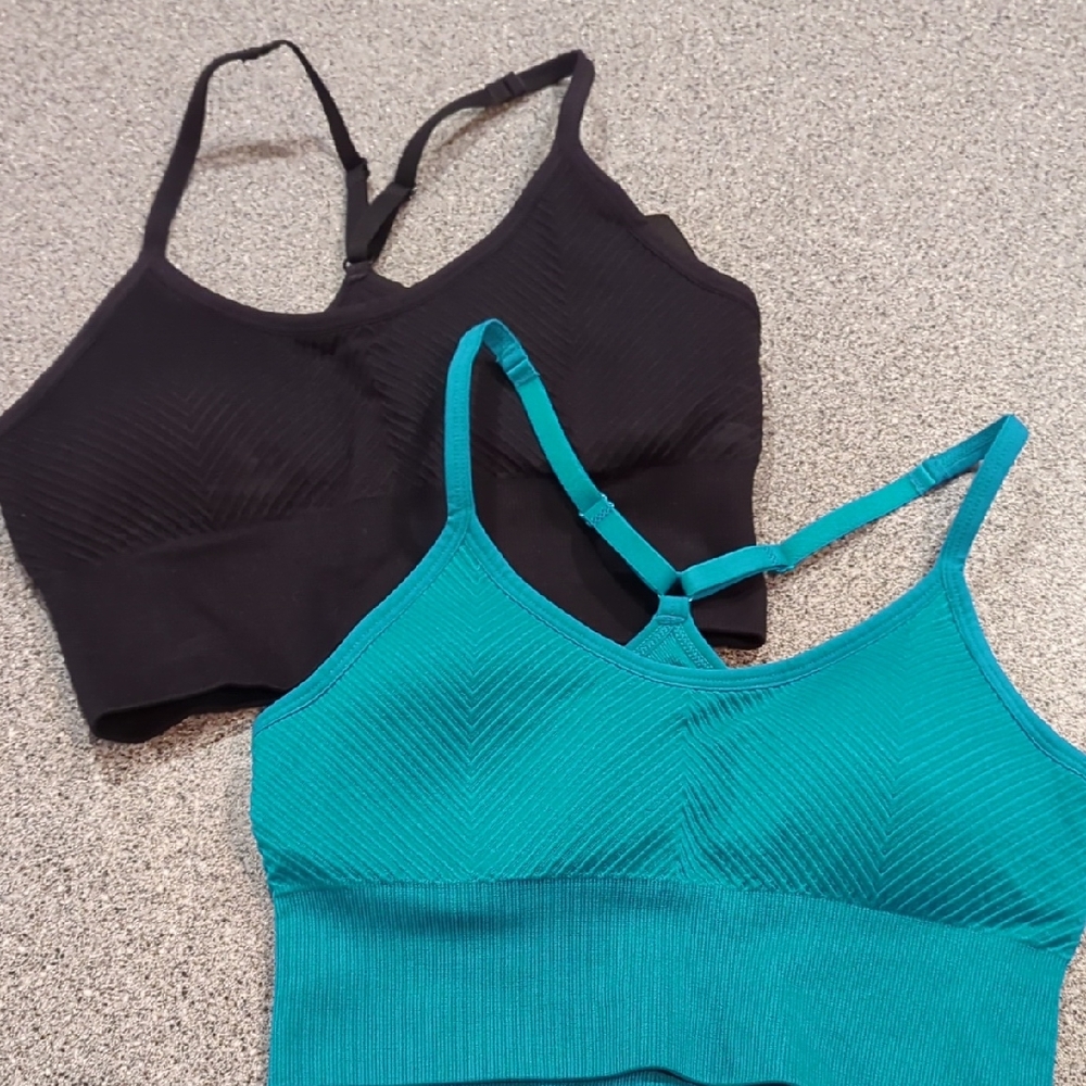ProFit Seamless Black and Teal Bralette Set Medium